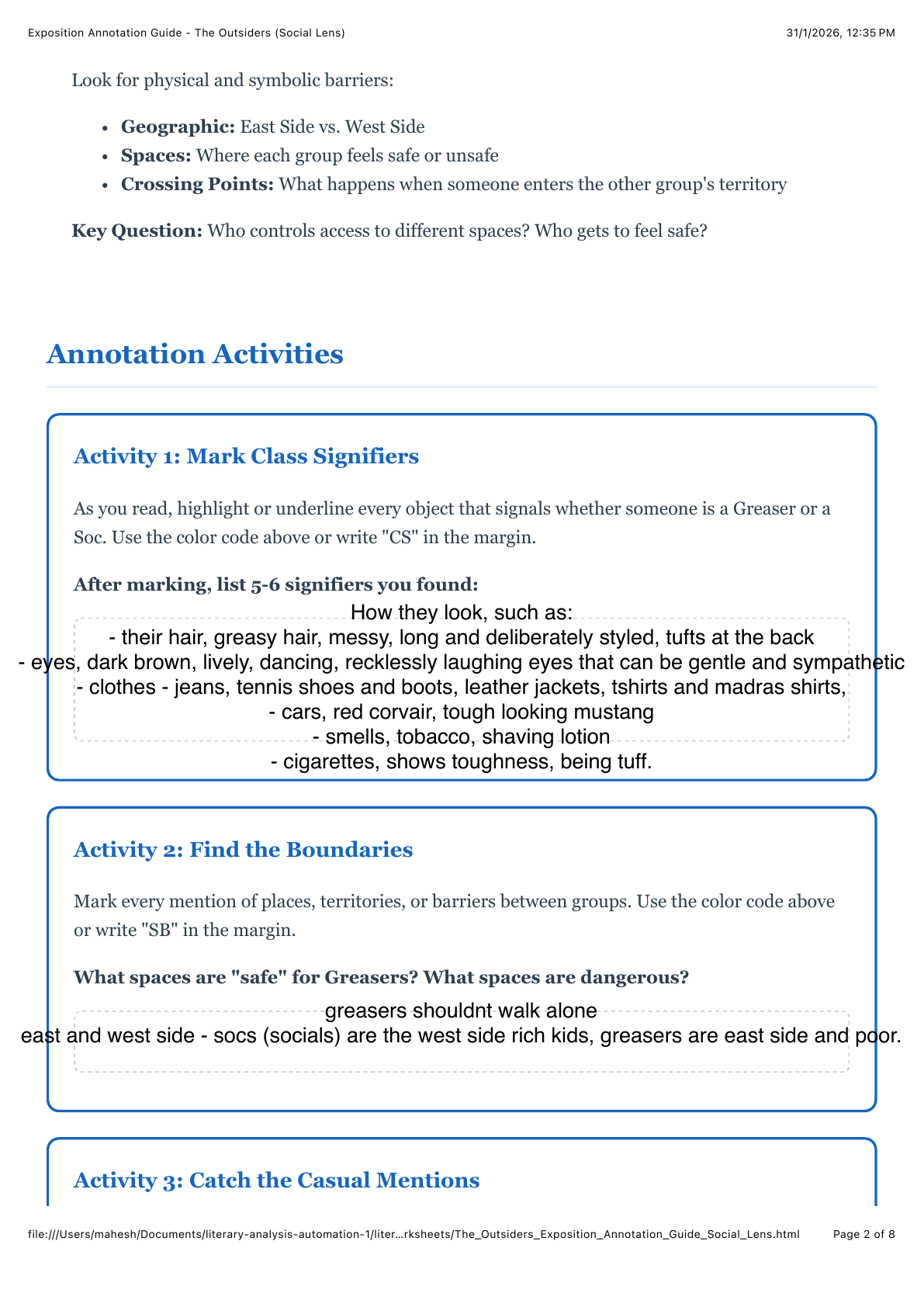 Worksheet preview frame